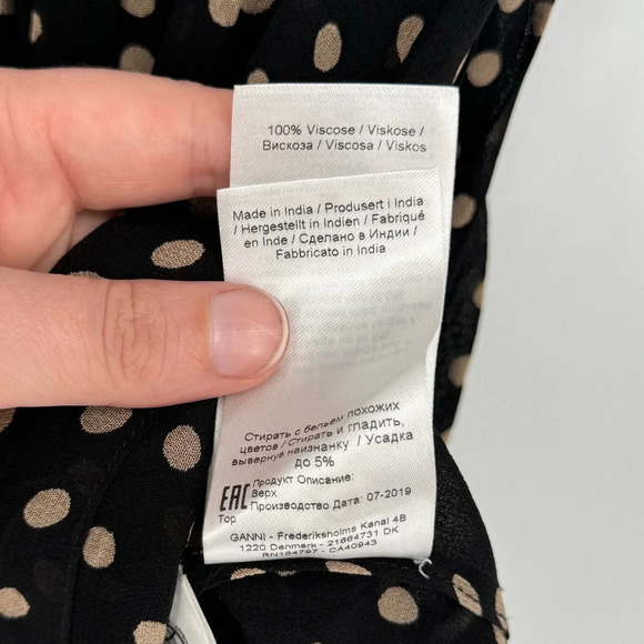 Ganni Black and Cream Polka Dot Blouse - Picture 12 of 14